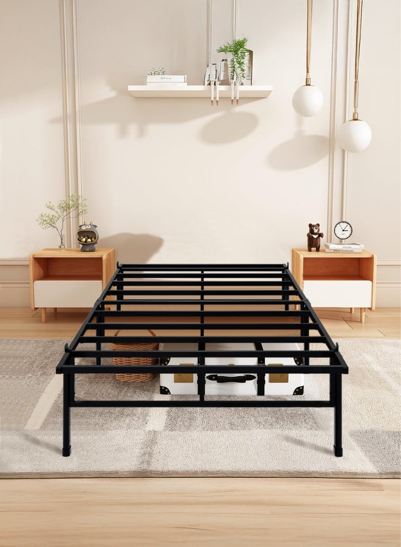 يانارا سرير مفرد منصة معدنية مقاس 90x190 سم مع مساحة تخزين تحت السرير، ارتفاع 35 سم، دعامة فولاذية متينة، تركيب سهل، بدون حاجة لصندوق زنبرك - Image 1